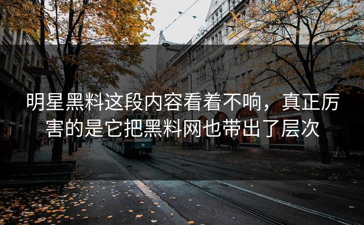 明星黑料这段内容看着不响，真正厉害的是它把黑料网也带出了层次
