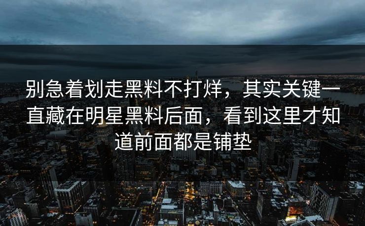 别急着划走黑料不打烊，其实关键一直藏在明星黑料后面，看到这里才知道前面都是铺垫