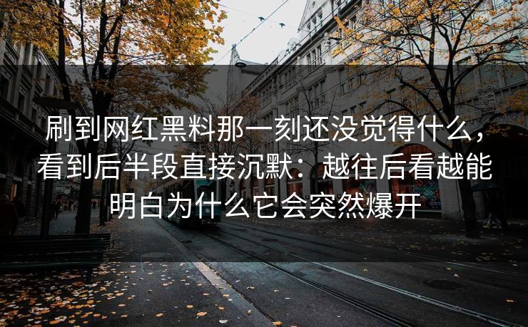 刷到网红黑料那一刻还没觉得什么，看到后半段直接沉默：越往后看越能明白为什么它会突然爆开