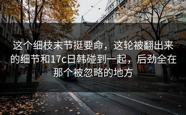 这个细枝末节挺要命，这轮被翻出来的细节和17c日韩碰到一起，后劲全在那个被忽略的地方