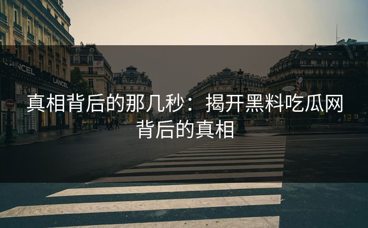 真相背后的那几秒：揭开黑料吃瓜网背后的真相