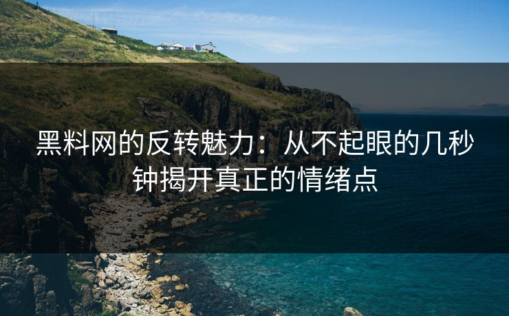 黑料网的反转魅力：从不起眼的几秒钟揭开真正的情绪点