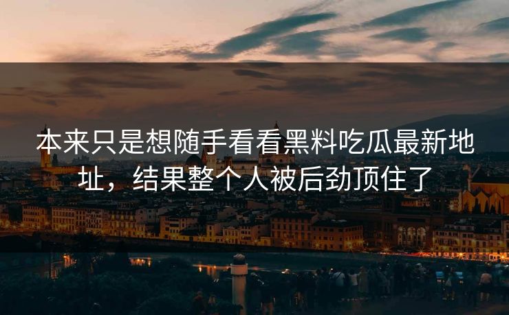 本来只是想随手看看黑料吃瓜最新地址，结果整个人被后劲顶住了