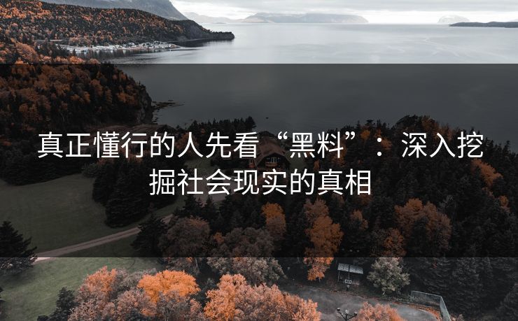 真正懂行的人先看“黑料”：深入挖掘社会现实的真相