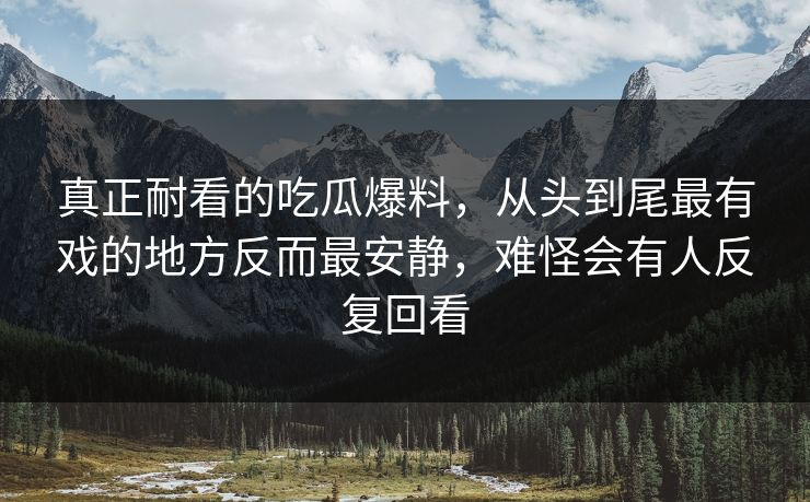 真正耐看的吃瓜爆料，从头到尾最有戏的地方反而最安静，难怪会有人反复回看