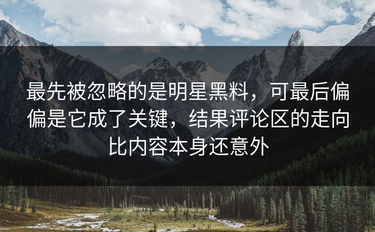 最先被忽略的是明星黑料，可最后偏偏是它成了关键，结果评论区的走向比内容本身还意外