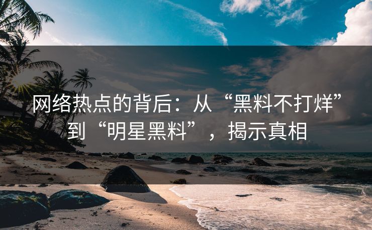 网络热点的背后：从“黑料不打烊”到“明星黑料”，揭示真相