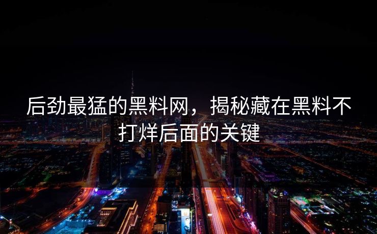 后劲最猛的黑料网，揭秘藏在黑料不打烊后面的关键