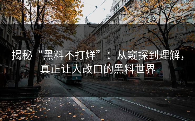 揭秘“黑料不打烊”：从窥探到理解，真正让人改口的黑料世界