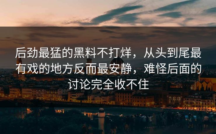 后劲最猛的黑料不打烊，从头到尾最有戏的地方反而最安静，难怪后面的讨论完全收不住
