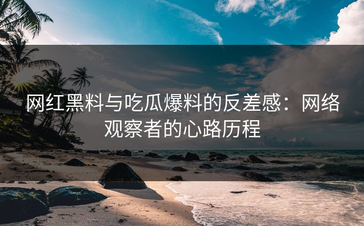 网红黑料与吃瓜爆料的反差感：网络观察者的心路历程