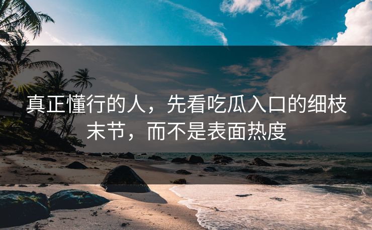真正懂行的人，先看吃瓜入口的细枝末节，而不是表面热度