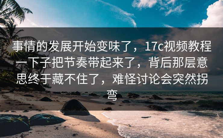 事情的发展开始变味了，<strong>17C</strong>视频教程一下子把节奏带起来了，背后那层意思终于藏不住了，难怪讨论会突然拐弯