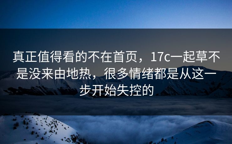真正值得看的不在首页，<strong>17C</strong>一起草不是没来由地热，很多情绪都是从这一步开始失控的