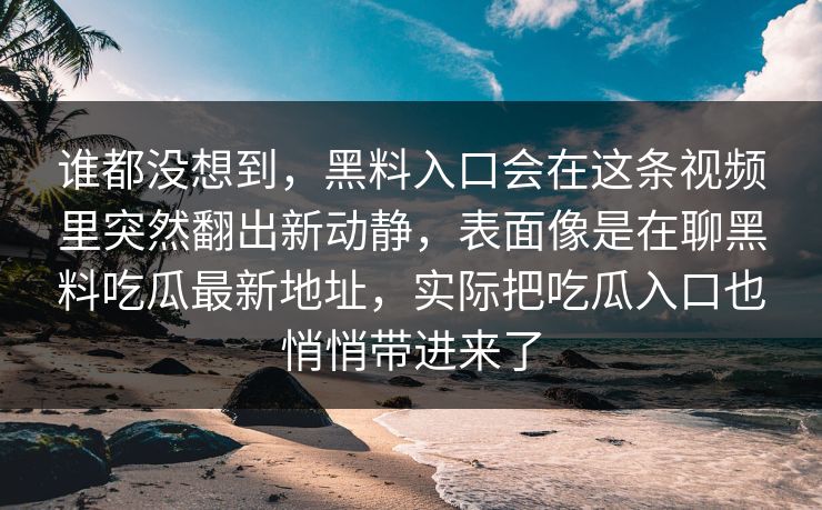 谁都没想到，黑料入口会在这条视频里突然翻出新动静，表面像是在聊黑料吃瓜最新地址，实际把吃瓜入口也悄悄带进来了