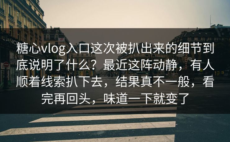 糖心vlog入口这次被扒出来的细节到底说明了什么？最近这阵动静，有人顺着线索扒下去，结果真不一般，看完再回头，味道一下就变了