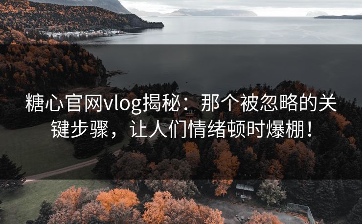 糖心官网vlog揭秘：那个被忽略的关键步骤，让人们情绪顿时爆棚！