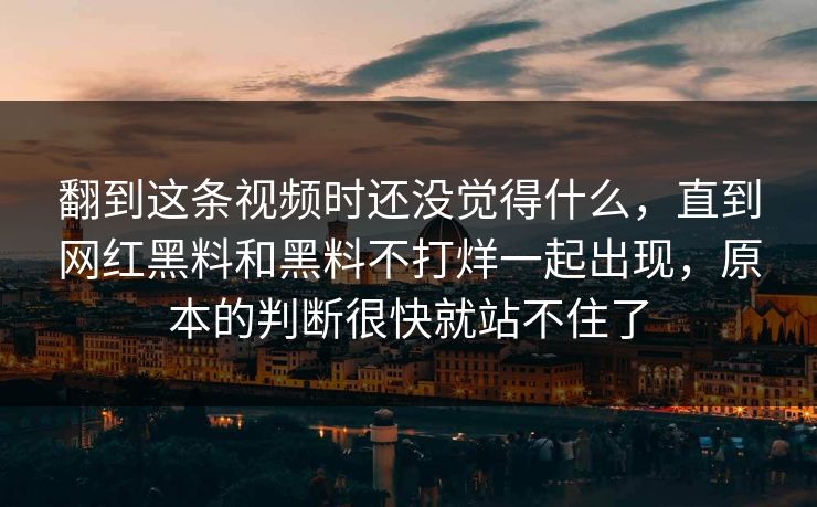 翻到这条视频时还没觉得什么，直到网红黑料和黑料不打烊一起出现，原本的判断很快就站不住了